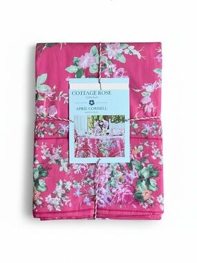 April Cornell Cottage Rose Tablecloth 60x84 Seat 6-8 Pink Green Floral NEW